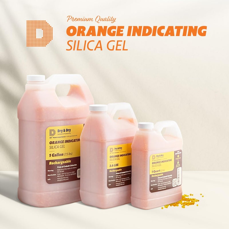 Dry & Dry [1.2 LBS] Premium Orange Indicating Silica Gel Desiccant Beads(Industry Standard 3-5 mm) - Rechargeable Silica Gel Beads(1.2 LBS) - Image 2